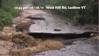 preview picture of video 'Irene washes out Okemo road Vermont 08/28/11 West Hill Rd, Ludlow VT'