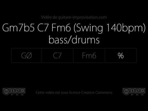 Gm7b5 C7 Fm6 (swing 140 bpm) - bass/drums