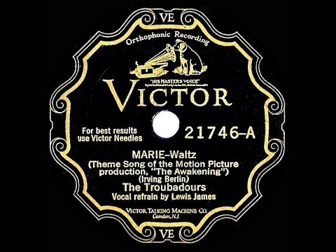 1st RECORDING OF: Marie - Nat Shilkret (as 'The Troubadours') (1928--Lewis James, vocal)