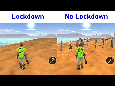 Vegas Crime Simulator (Vegas City Beach Lockdown and Without Lockdown ) Huge Crowd on Beach - HD