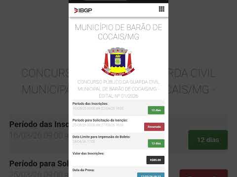 Concurso Guarda Civil de Barão de Cocais/MG