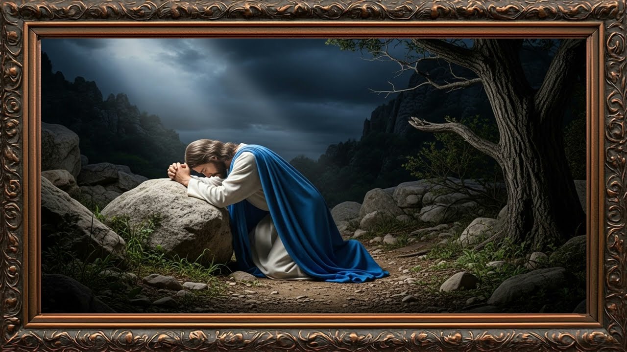 Vintage TV Frame Christian Art | Jesus Prayer Background 4K