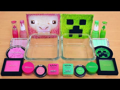 Sheep vs Creeper - A Minecraft Movie Slime - Mixing Makeup Eyeshadow Into Slime ASMR