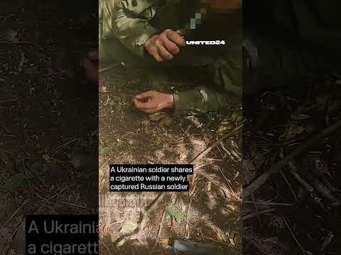 Ukrainian Soldier Shares a Cigarette With a Newly Captured Russian Soldier #warinukraine