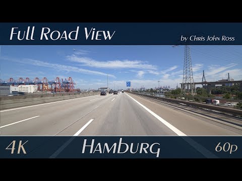 Hamburg, Germany: Steinwerder, Waltershof - Köhlbrandbrücke, Autobahn (A7), Elbtunnel - 4K Ultra HD