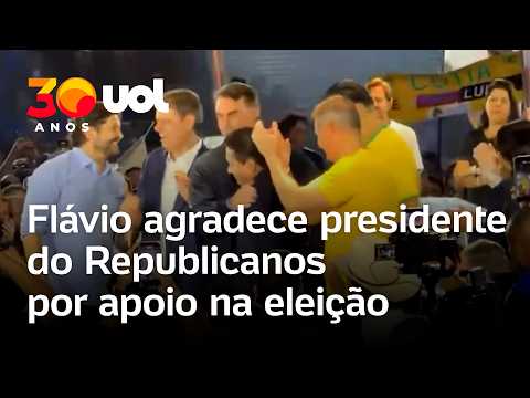 Flávio Bolsonaro agradece Marcos Pereira por apoio na eleição presidencial; veja vídeo