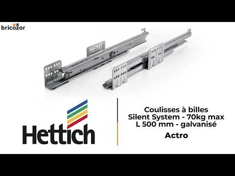Coulisses tiroir - Actro Silent System - charge 70 kg HETTICH