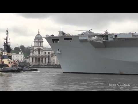 HMS Ocean berths at Greenwich for London 2012 Olympic security exercise
