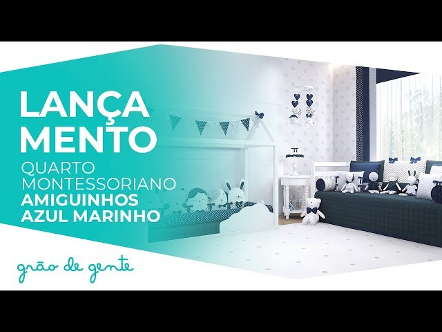 Quarto de Bebê Montessoriano Amiguinhos Azul Marinho - Grão de Gente