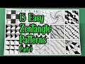 15 Easy Zentangle Patterns For Beginners Part 1 Easy Drawing الگوهای ساده زنتنگل