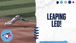 Leo Jiménez makes a diving stop to turn inning-ending double play!