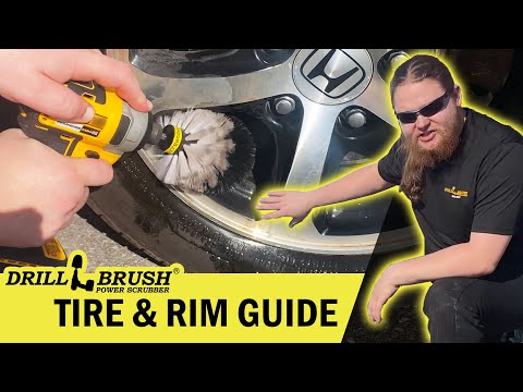 Part of a video titled How to Clean Rims and Tires with a Drillbrush - YouTube