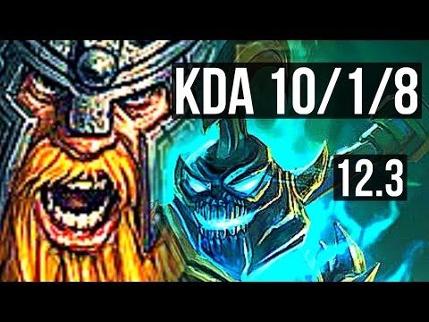 OLAF vs HECARIM (JNG) | 10/1/8, Rank 9 Olaf, Godlike | KR Grandmaster | 12.3