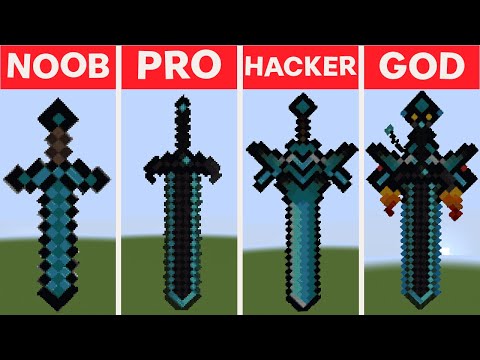 NOOB vs PRO vs HACKER vs GOD - Diamond Sword Build Challenge - Minecraft Animation