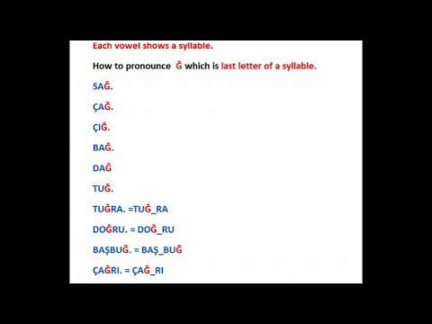 Ğ letter's pronounce (Ğ which is first letter and last letter of syllable)