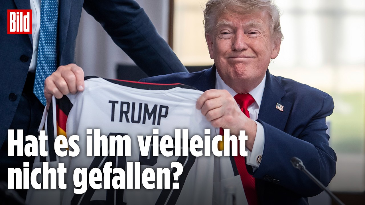 Unbeholfene Geste beim G7-Gipfel: Merz schenkt Trump ein Deutschlandtrikot