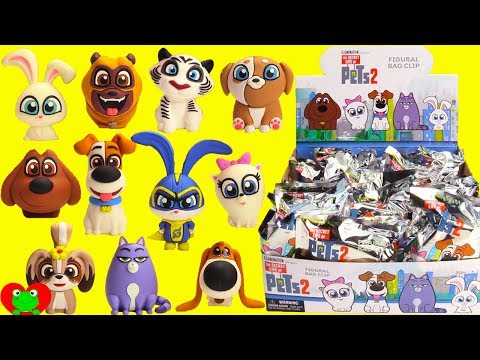 Opening Secret Life of Pets 2 Figural Bag Clips Full Set Max Snowball