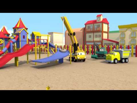 Ekipa Budowlana: Wywrotka, Dźwig i Koparka Drewniany Domek w Mieście Samochodów