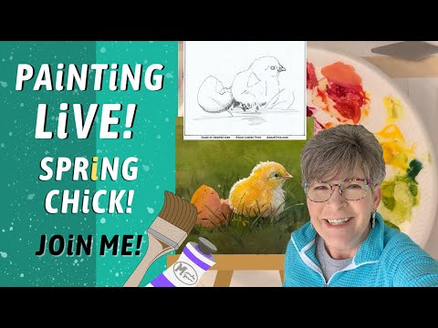 Spring Chick w/ TRACEABLE beginners - advanced , Acrylic Painting tips in Studio w/ Annie Troe
