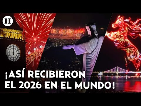 ¡Reciben 2026 con hologramas! Así fueron los conteos regresivos en el mundo para recibir año nuevo