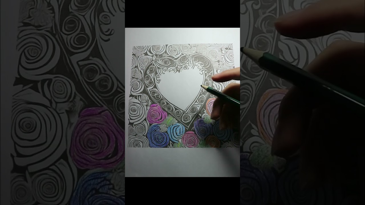 Heart & Roses Coloring Page Time Lapse