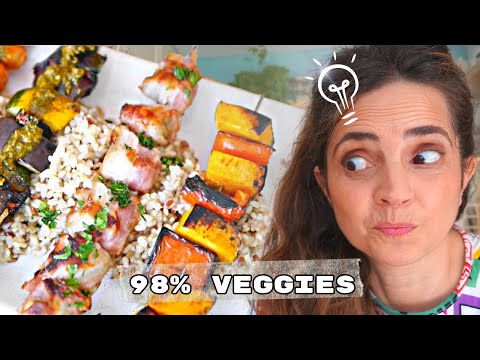 Si te sobran verduras sueltas prepara estas brochetas sencillas: las salsas lo hacen todo