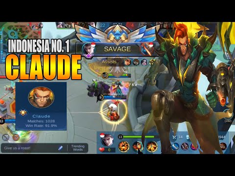 Easy SAVAGE on Enemy Base | No. 1 Indonesia CLAUDE Branz GAMEPLAY | Mobile Legends