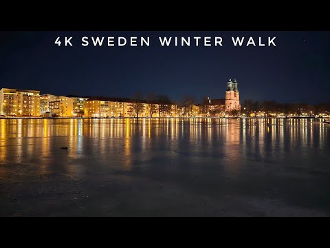 4K - The Swedish Winter ☃️ Cold but Cozy - Evening Walk in Eskilstuna