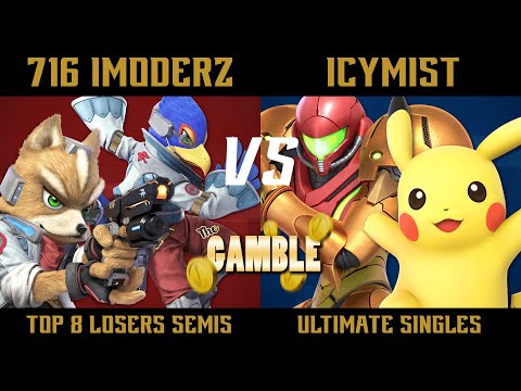 The Gamble Top 8 Losers Semi Finals - 716 iModerz (Fox, Falco) vs. IcyMist (Samus, Pikachu) - SSBU