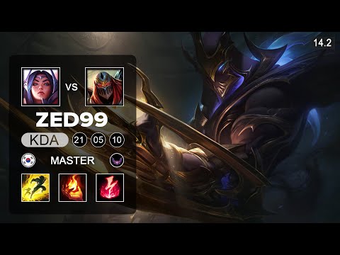 ZED99 Zed vs Irelia Mid - KR Master - Patch 14.2 Season 14