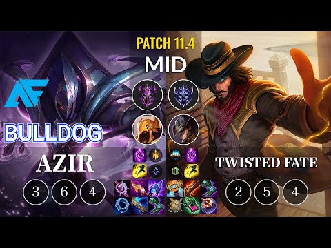 AF.A BuLLDoG Azir vs Twisted Fate Mid - KR Patch 11.4