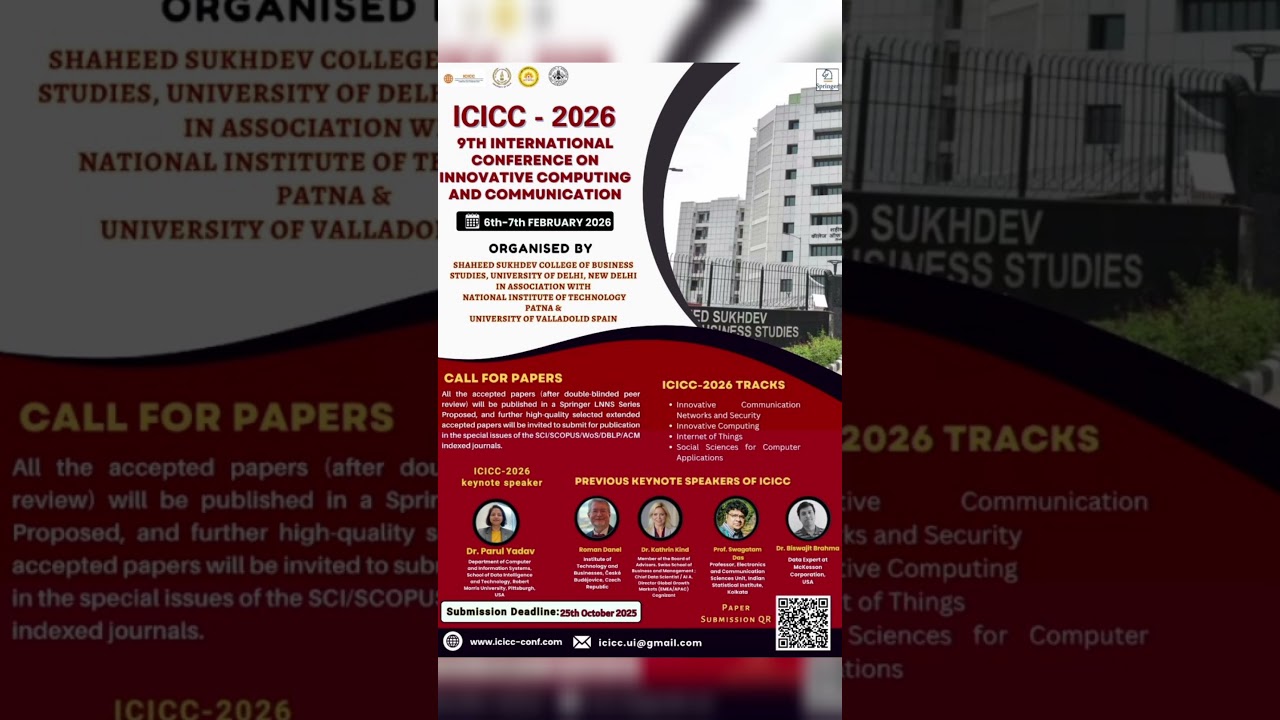 🚀 ICICC 2026 | 9th International Conference on Innovative Computing & Communication 📚 #shorts #yt