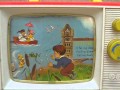 Vintage Fisher Price Row Your Boat London Bridge 1964 Giant Screen Music Box TV Wind Up Toy