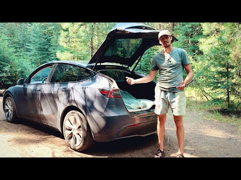 Minimalist Climber's Life in a Tesla Model Y Camper | Tiny Car Living
