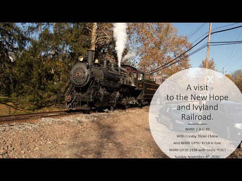 HD A Visit to the New Hope and Ivyland Railroad NHRR 40 Crosby 3 Chime and NHRR 2198 Leslie RS3L!
