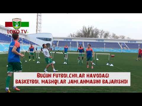 "Lokomotiv" jamoasi futbolchilari havodagi basketbol mashqlar jamlanmasini bajarishdi