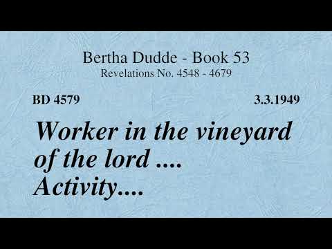 BD 4579 - WORKER IN THE VINEYARD OF THE LORD .... ACTIVITY ....
