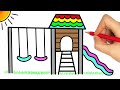 How To Draw A Playground With Slide And Swing