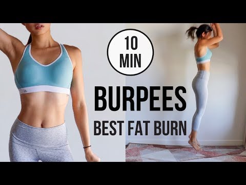 BEST BURPEE WORKOUT (10 VARIATIONS) FOR FULL BODY FAT BURN & FLAT BELLY! 10 mins HIIT ~ Emi