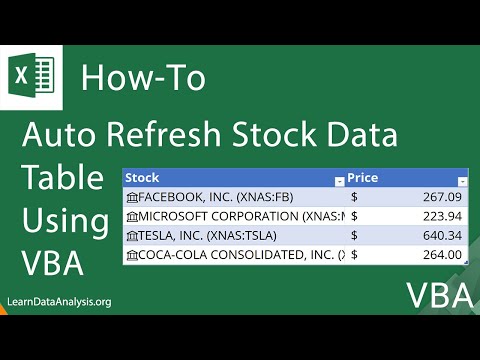Create an Excel Macro (using VBA) to automatically refresh stock data