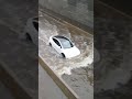 Tesla Model Y tries its hand at boating in flood waters.