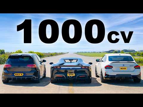 Ferrari SF90 vs Golf R de 1.000cv e BMW M240i: CORRIDA DE ARRANCADA
