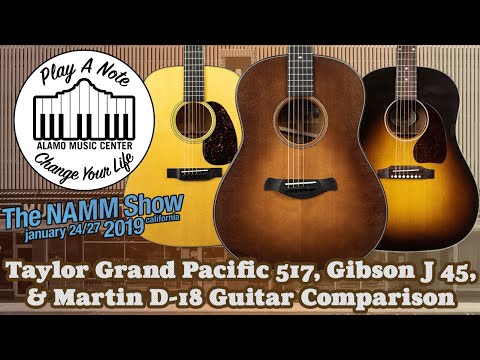 Taylor Grand Pacific 517 vs Martin D18 vs Gibson J45 Acoustic Guitar Comparison - New for 2019
