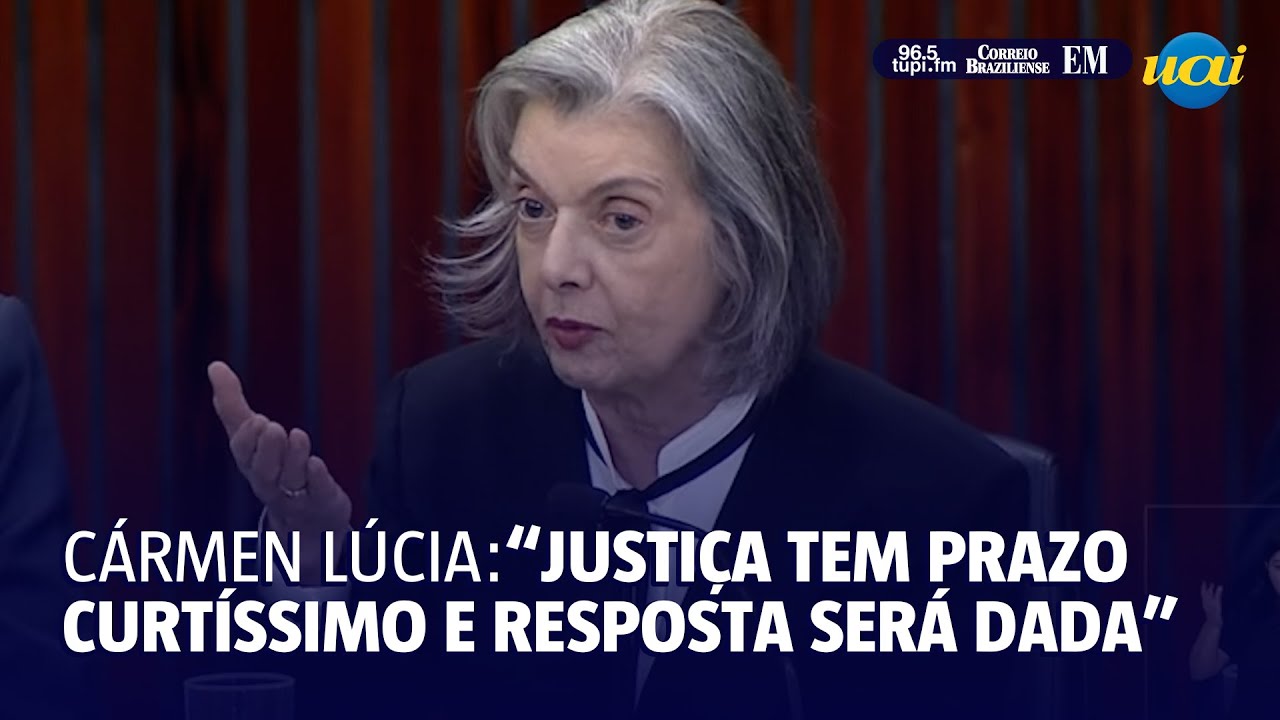 Cármen Lúcia: "Justiça tem prazo curtíssimo e resposta será dada" sobre Tarcísio