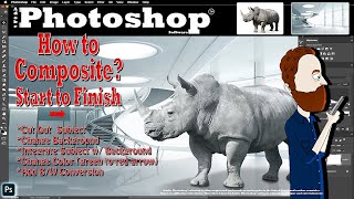 How to Composite in Photoshop? Composite Case Study 2 Rhino & Red (start to finish process)
