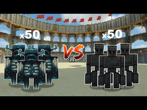 x50 Wardens vs x50 Netherite Golems in Minecraft