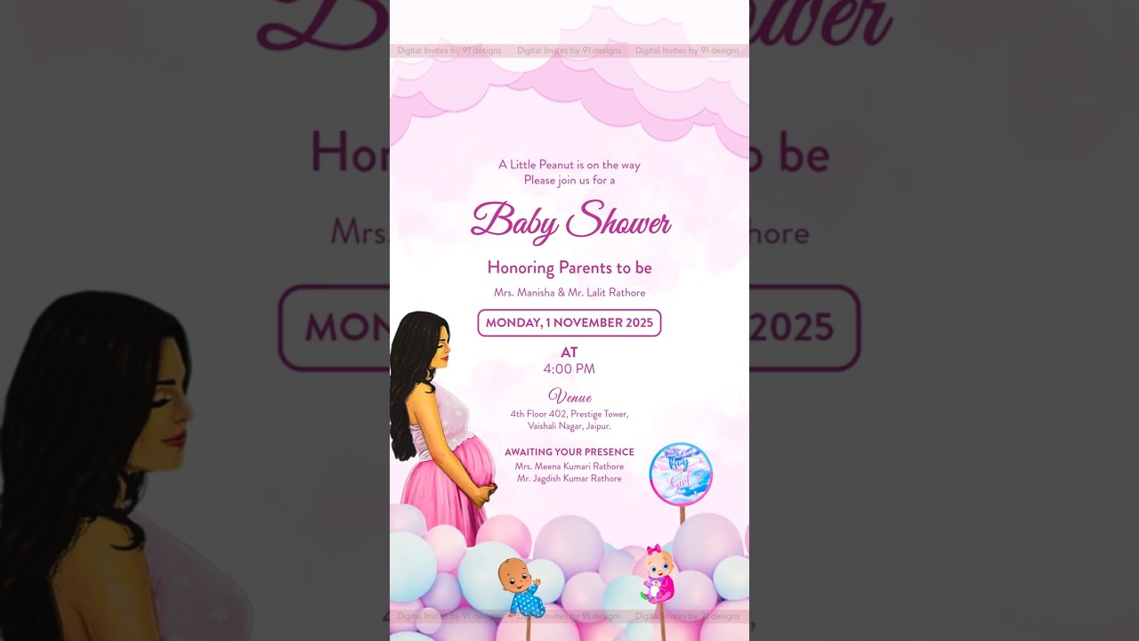 Mint Green & Gold Baby Shower Invite
