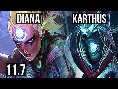 DIANA vs KARTHUS (JUNGLE) | 8 solo kills, 1.4M mastery, 400+ games, Dominating | EUW Master | v11.7