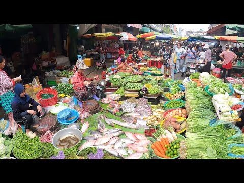 Cambodian Routine Food & Activities Lifestyle of khmer People in Market - Cambodian Market Tour