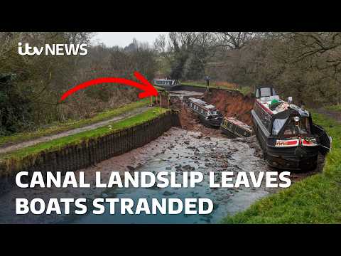 Major incident declared in Shropshire after landslip at canal leaves boats stranded | ITV News